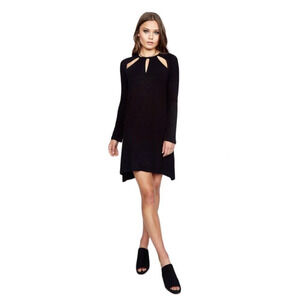 Michale Lauren‎ Women Medium Dress Reef Cut Out Black Shift Mini Long Sleeve NWT